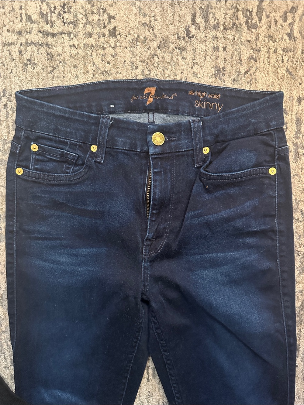7 For All Mankind Dark Indigo Skinny Jeans - Picture 2 of 6